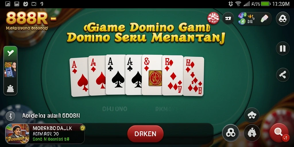 Screenshot gameplay 888R yang menampilkan suasana bermain domino.