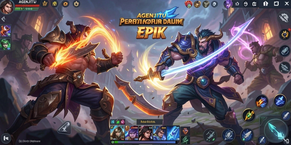 Tangkapan layar gameplay AGENJITU yang menampilkan pertarungan seru.