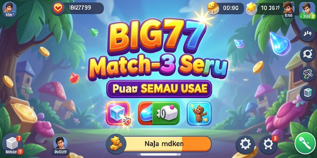 Tampilan gameplay Match-3 yang menarik di BIG77.