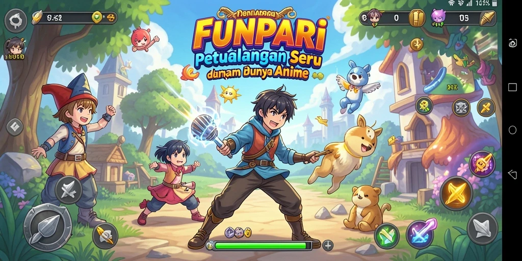Screenshot menunjukkan aksi seru dari gameplay Anime FUNPARI.