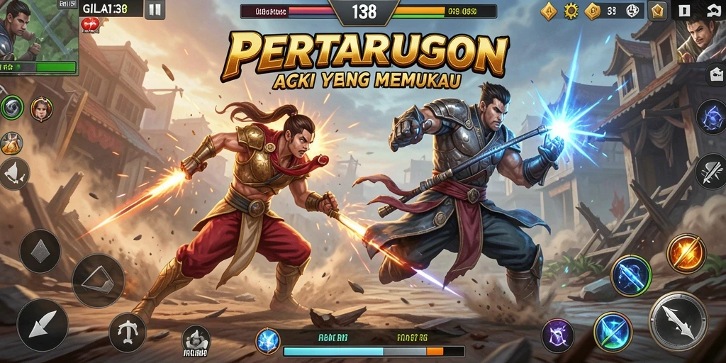 Tampilan gameplay GILA138 dengan aksi pertarungan yang intens.