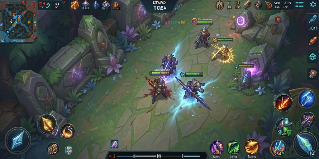 Tampilan gameplay seru dalam KITAWD, aksi MOBA yang memukau.