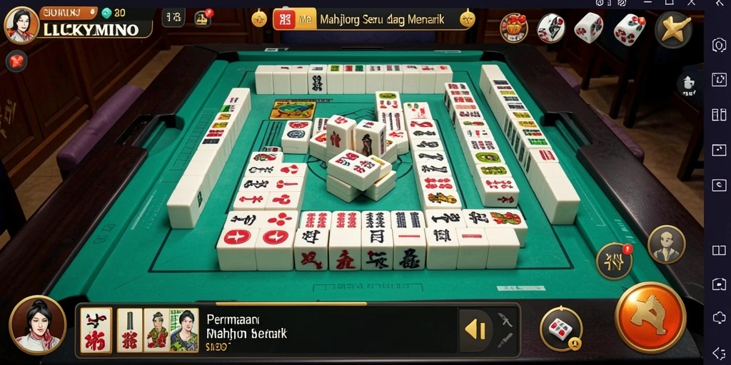 Tampilan gameplay menarik dari permainan Mahjong LUCKYMINO.