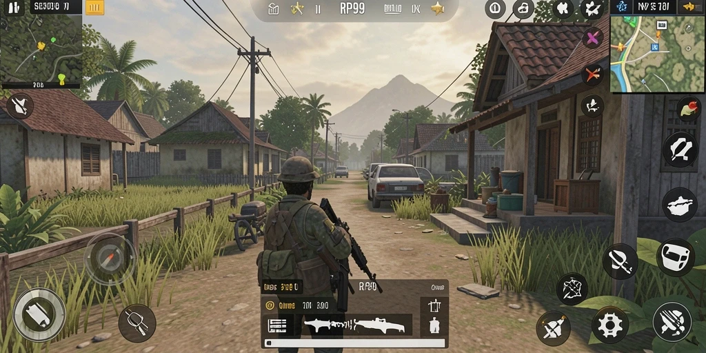 Screenshot dari gameplay <strong>RP99</strong> menunjukkan kehidupan yang interaktif dan penuh warna.