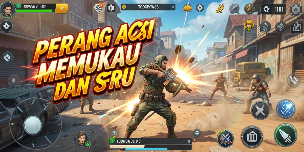 Tampilan menegangkan dari gameplay TOOPGWS dengan aksi cepat dan karakter beragam.